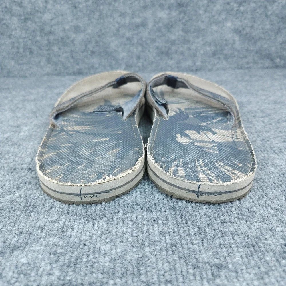 Teva Flip Flop Sandals Mens Size 11 Gray Blue Canvas Slip On Comfort Beach Shoes
